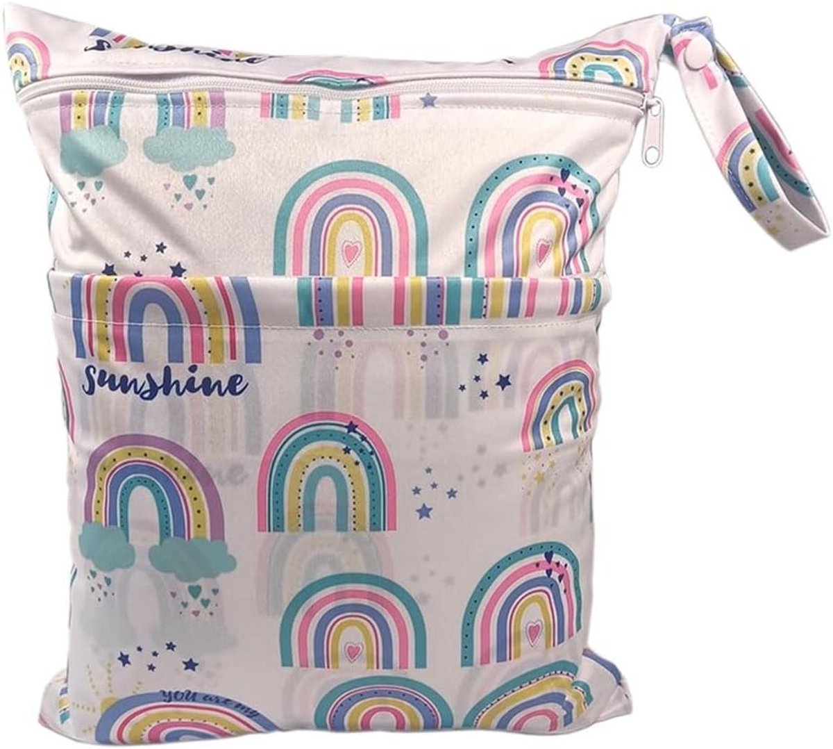 Waterdichte Luiertas met Cartoon Dierenprint voor Kinderen - Herbruikbare Nat-Droog Tas met Rits voor Reizen en Luiers