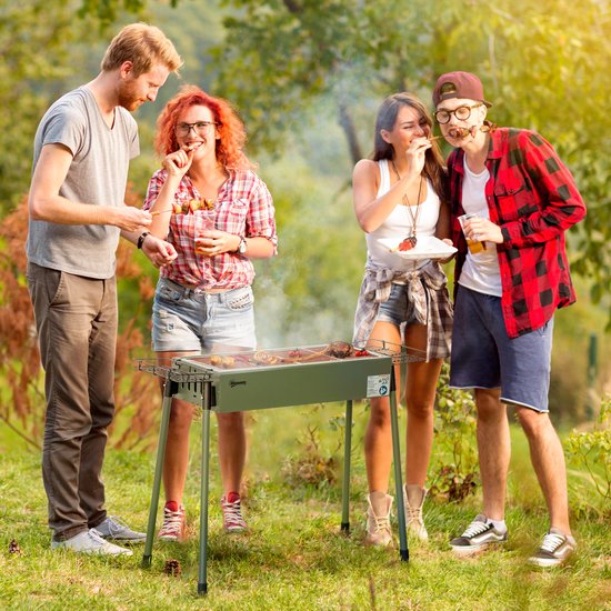 Outsunny - Houtskoolgrill - met Grillrooster - Roestvrij - Groen van Merkloos — afbeelding 2