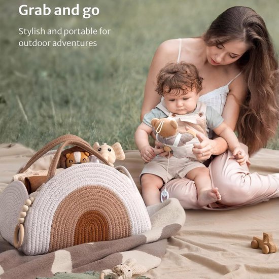 Luiercaddy Organizer - Baby Opberger - Baby Spullen Opslag - Met T-vormig Verdeelschot - 37x27x22 cm - Groen — afbeelding 5