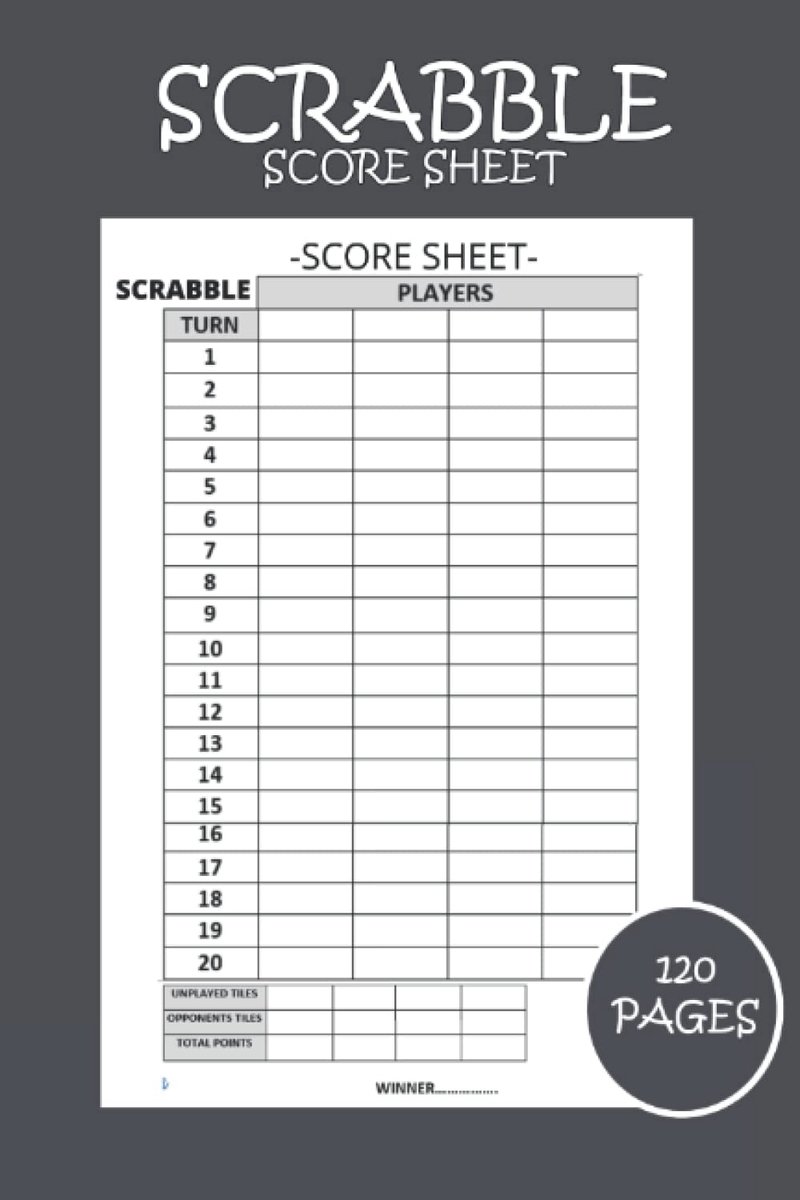 Score Sheets: 120 Scoring Sheet For Scrabble Players