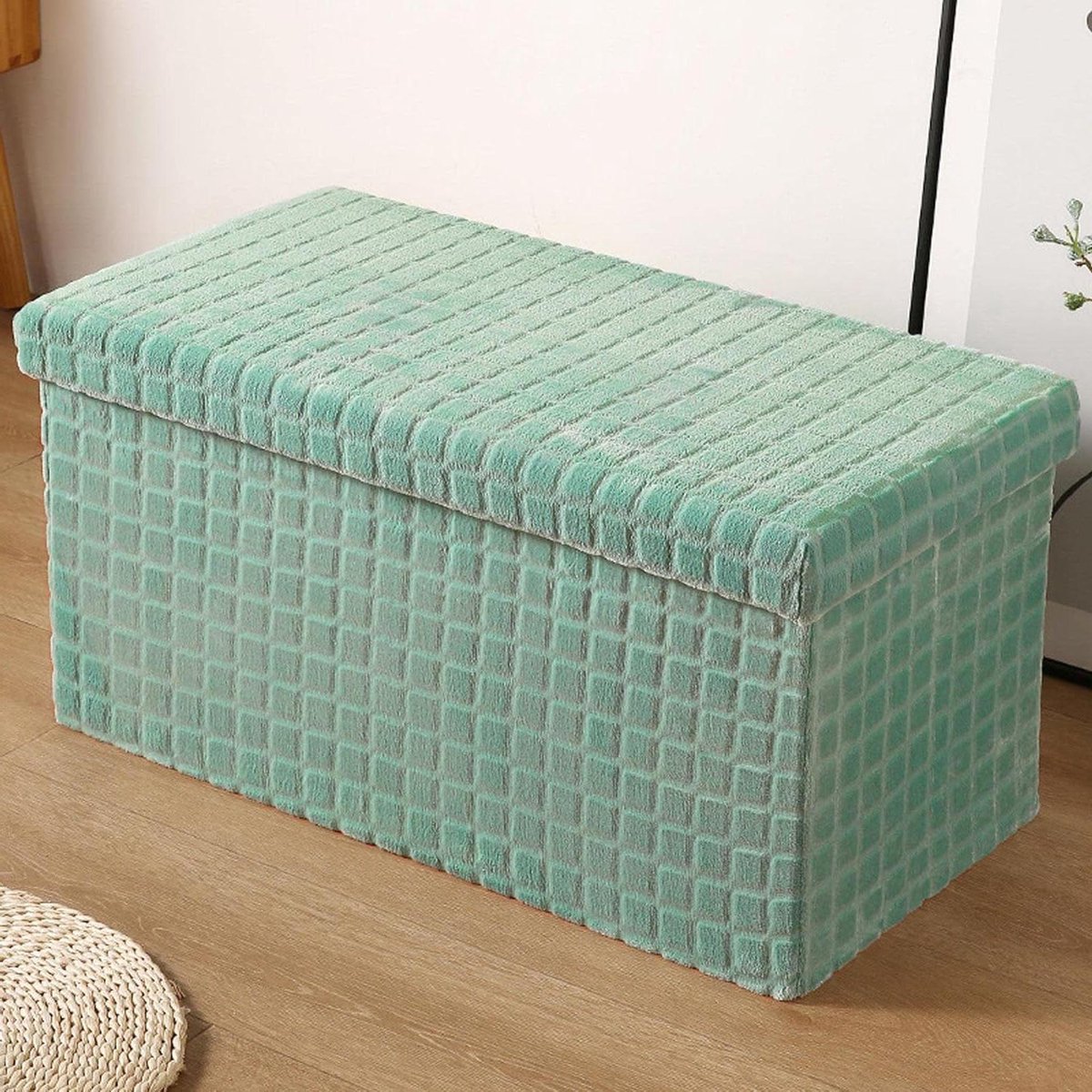 Opbergkruk Ottomaans - Zitbank poef - Ruimte Organiseren - Opvouwbaar ontwerp - 38 x 38 x 38 cm - Groen