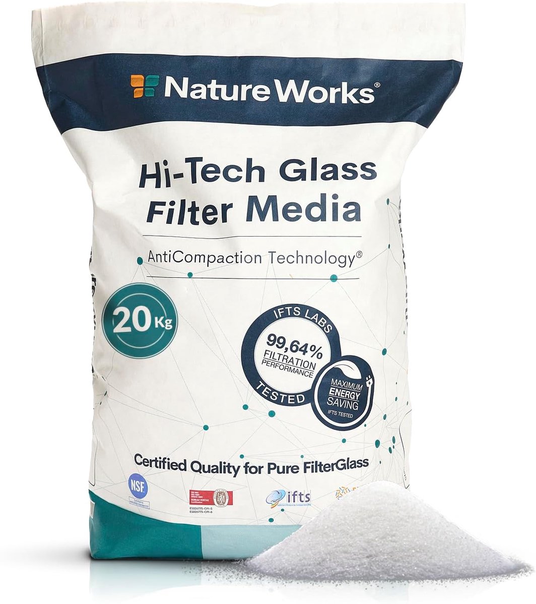 SnelShoppen - Filterzand voor zwembaden 20 kg - Technisch glas - 99,64% filtratie - Waterbesparing tot 80% - Hygiënisch filtermateriaal