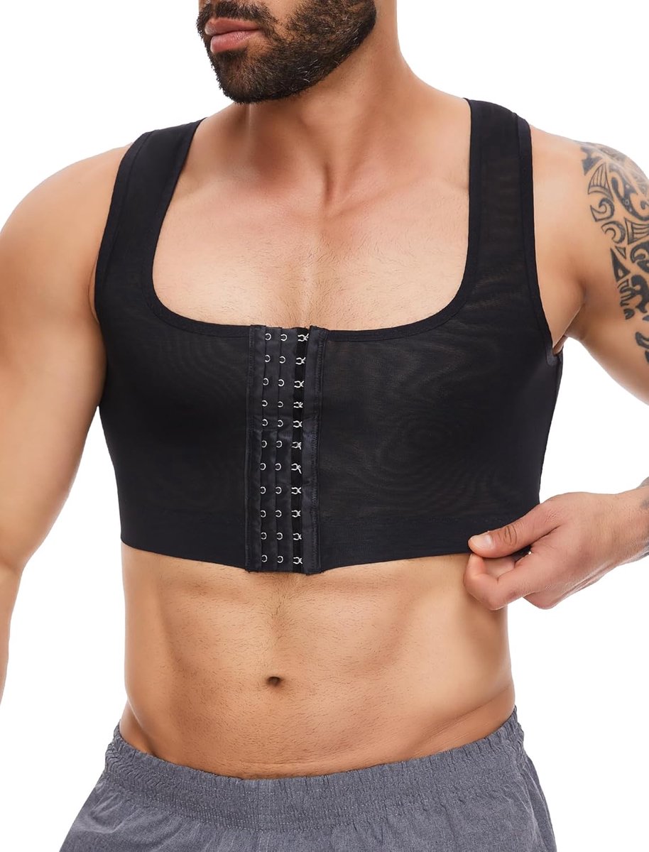 MOLY Shapewear Borst Binder Heren Mouwloos Binder Trans Strak Compressie Korset Mannen Elastisch Buikweg Onderhemd Figuurvormend Body Shaper Vest