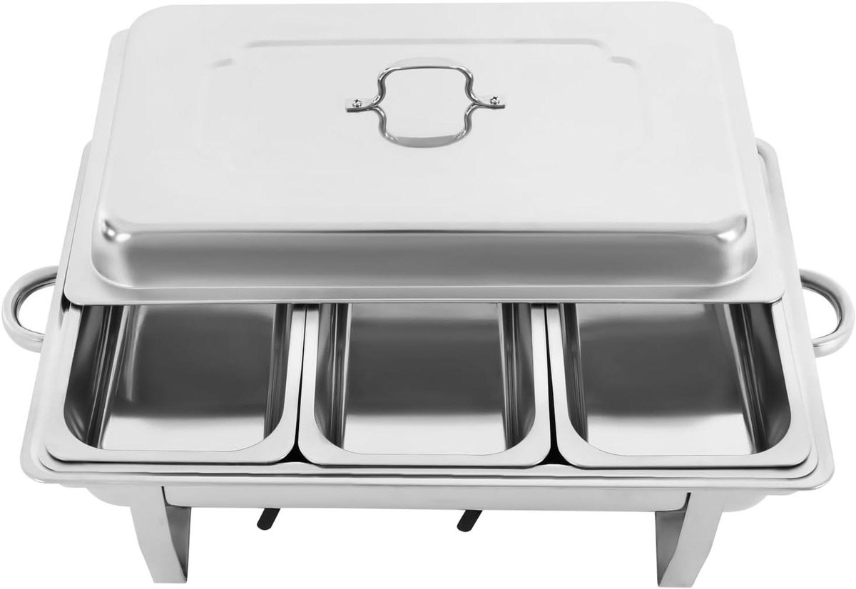 Chafing Dish Buffet Set - Warmhoudcontainer Bain Marie - Gerechten Warm Houden - Energiebesparend Zonder Stroom - 9 L Totaal