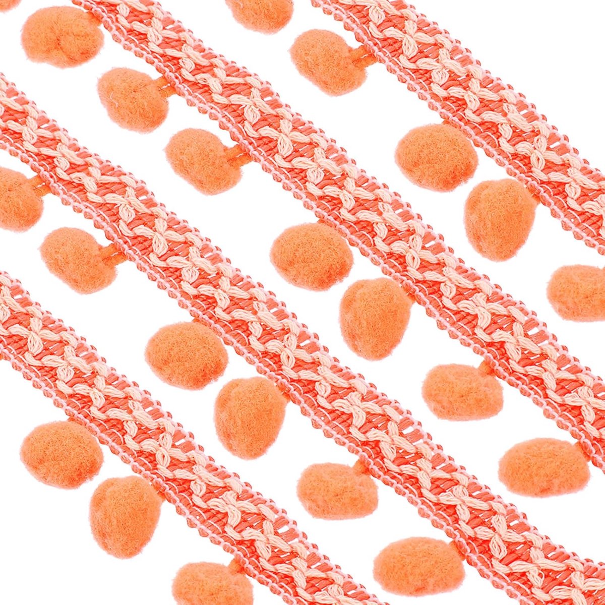 Geborduurde Pompons Sierlint 20 Yard Polyester Pompon Rand Geweven Borduurwerk Voor DIY Naaien Kleding Decoratie Zilver Oranje
