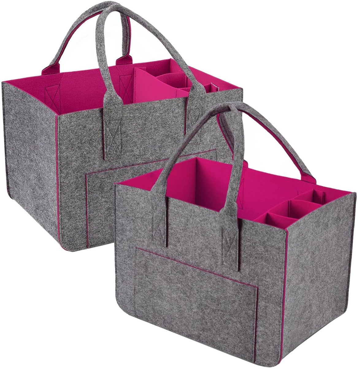 Omgoods - 2-Pack 30L Vilt Winkeltassen met Stijvolle Handgrepen