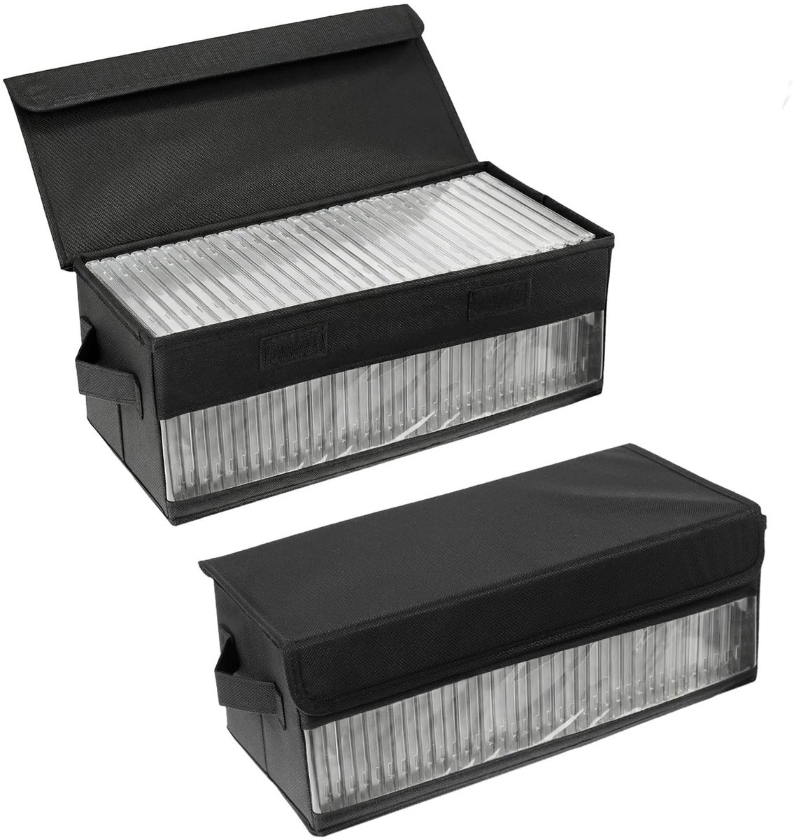 Omgoods - Set van 2 CD-opbergdozen van Zwart Vilt voor 30 CD's