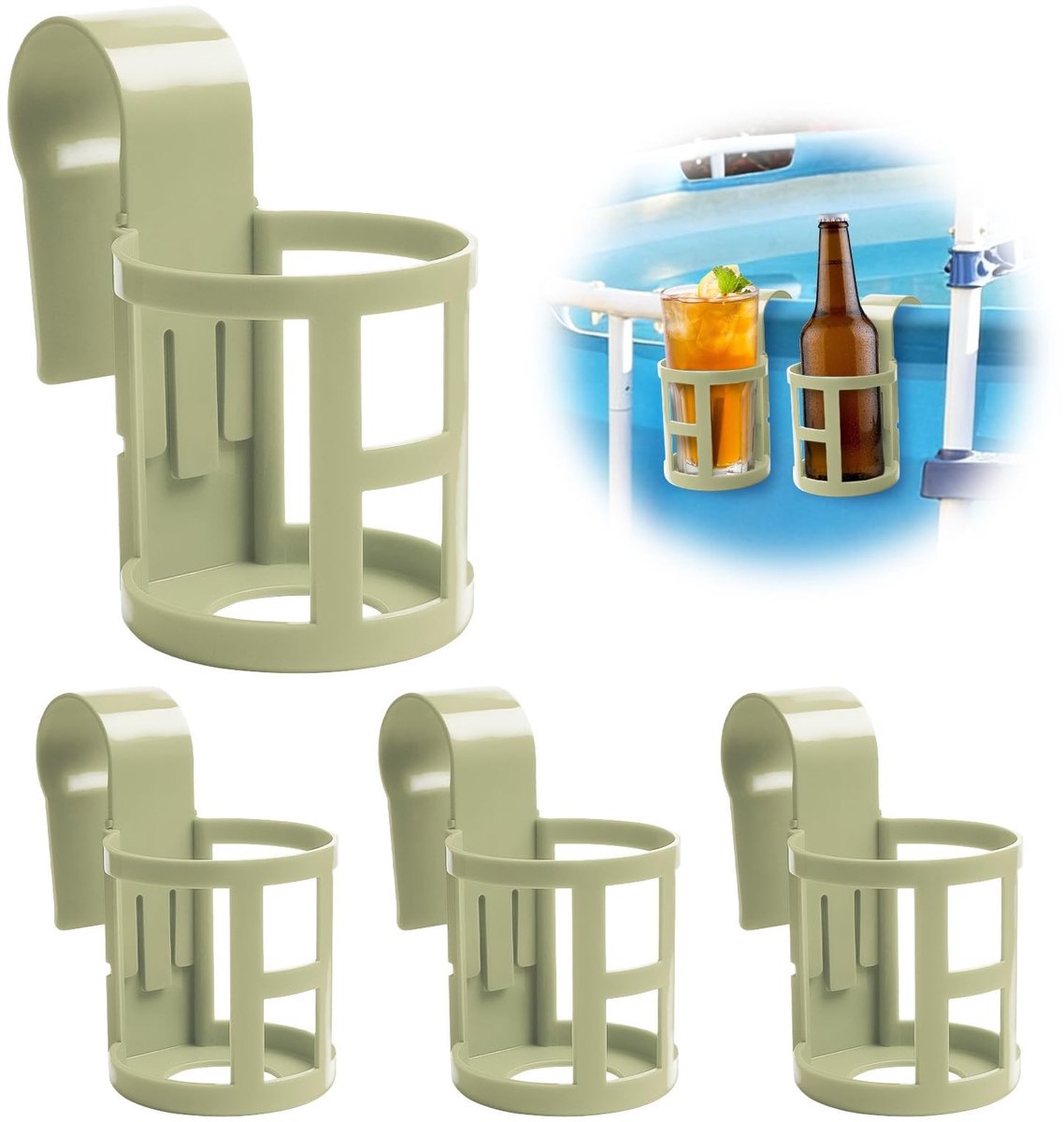 Omgoods - Set van 4 Multifunctionele Pool Cup Holders