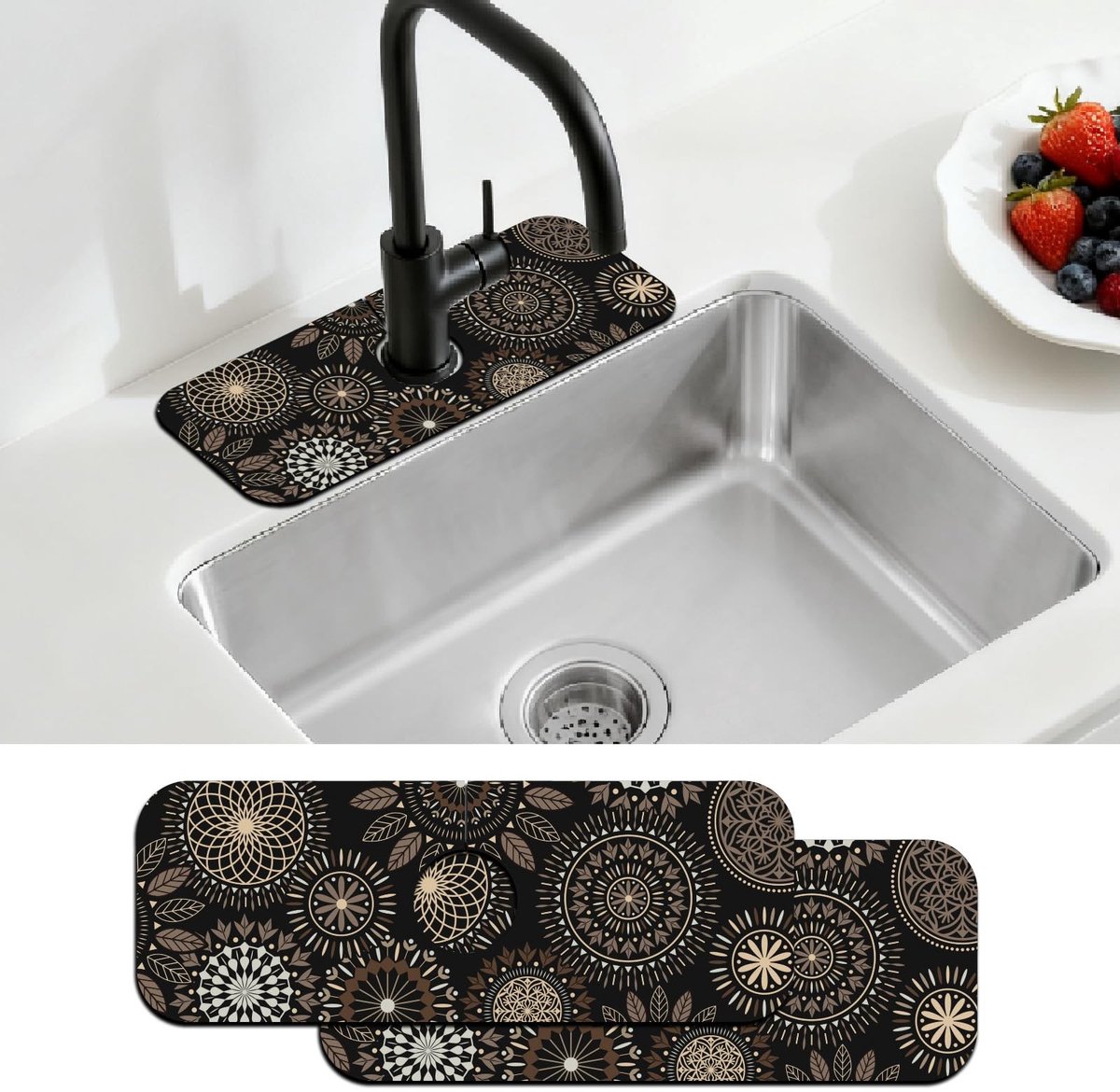 Omgoods - Set van 2 Keukenspoelbak Spatbescherming, Mandala Patroon