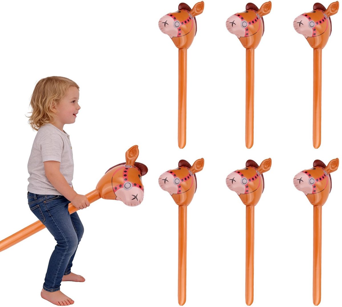 Omgoods - Set van 6 Opblaasbare Paardenstokken