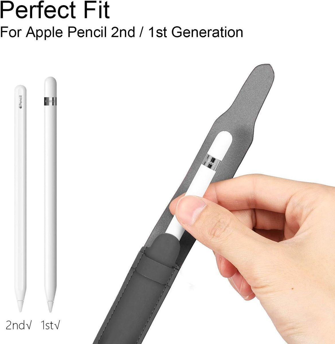 Leren Penhouder voor Apple Pencil met USB Adapter, Geschikt voor iPad 10.2, iPad Air en iPad Pro, Beschermende Cover in Sky Grey