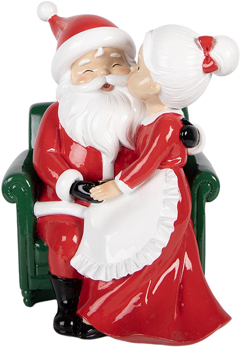 Clayre & Eef Kerstdecoratie Beeld Kerstman 15x17x20 cm Rood Kunststof