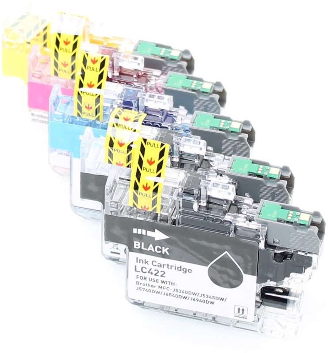 Brother LC422 - Inktcartridge Multipack 5-delig - 2x Zwart, 1x Cyaan, 1x Magenta, 1x Geel - Huismerk Compatible - Geschikt voor Brother MFC-J5340DW Brother MFC-J5340DWE Brother MFC-J5345DW Brother MFC-J5740DW Brother MFC-J6540D Brother MFC-J6540DW