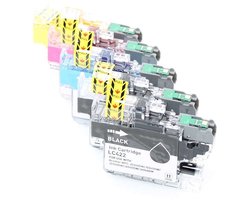 Toners-kopen.nl Brother LC422 - Inktcartridge Multipack 5-delig - 2x Zwart, 1x Cyaan, 1x Magenta, 1x Geel - Huismerk Compatible - Geschikt voor Brother MFC-J5340DW…