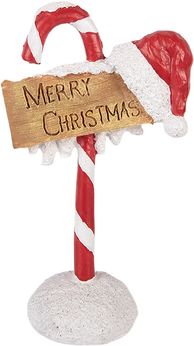 Clayre & Eef Kerstdecoratie Beeld Zuurstok 10x6x17 cm Rood Kunststof