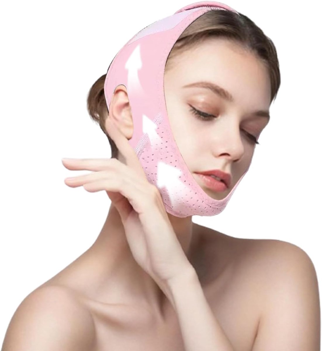 SnelShoppen - Double Chin Remover V Face Mask, Wasbaar V Lijn, Verstelbaar Kinmasker, Ademend Dubbele Kin Straffer Unisex Gezicht Lifting Tape Kaaklij