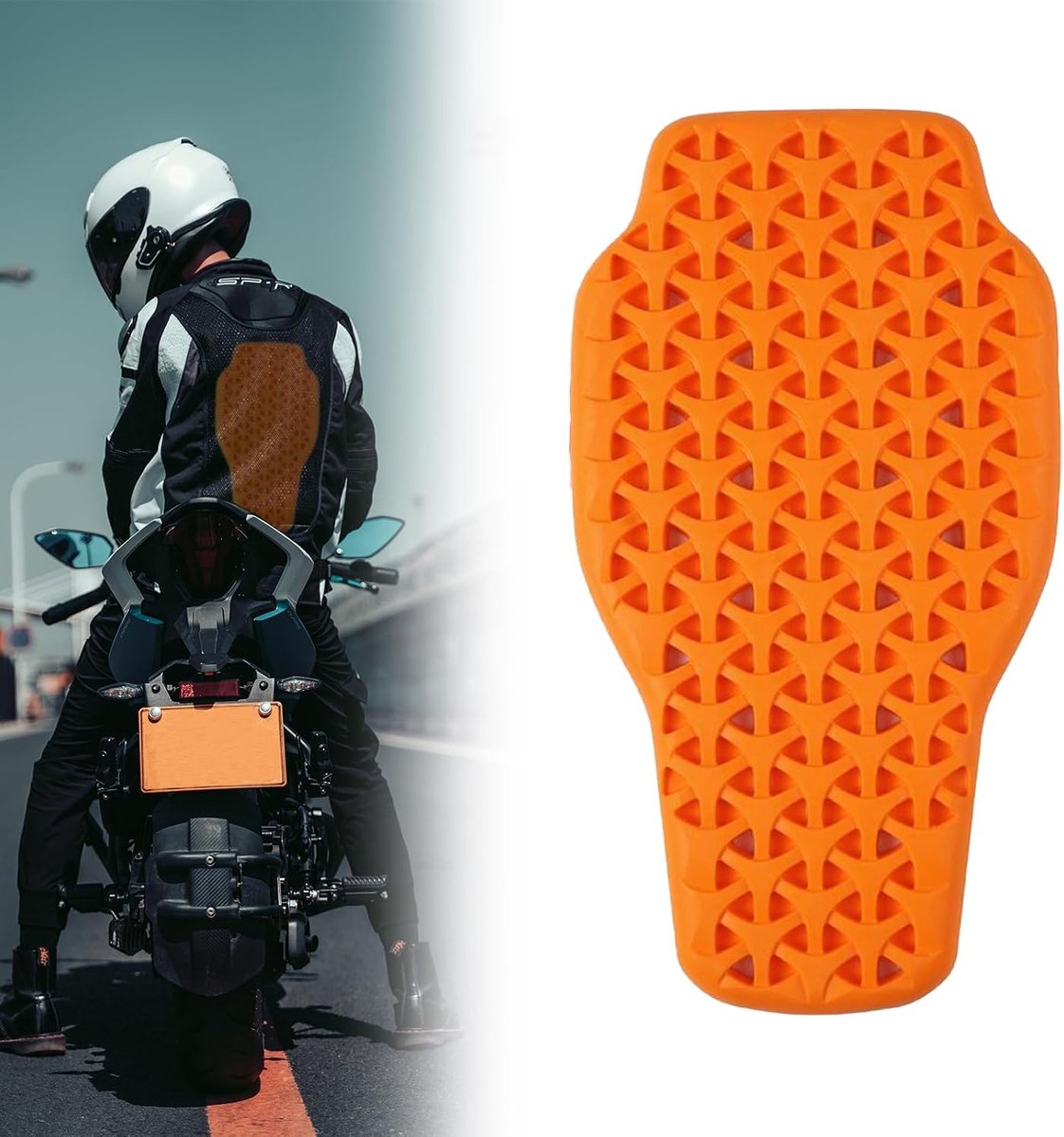 Motorfiets rugbeschermer 42 x 23 cm - Verwijderbare protectoren - Flexibel en ademend - Ideaal voor motor en fiets - ShopVlot