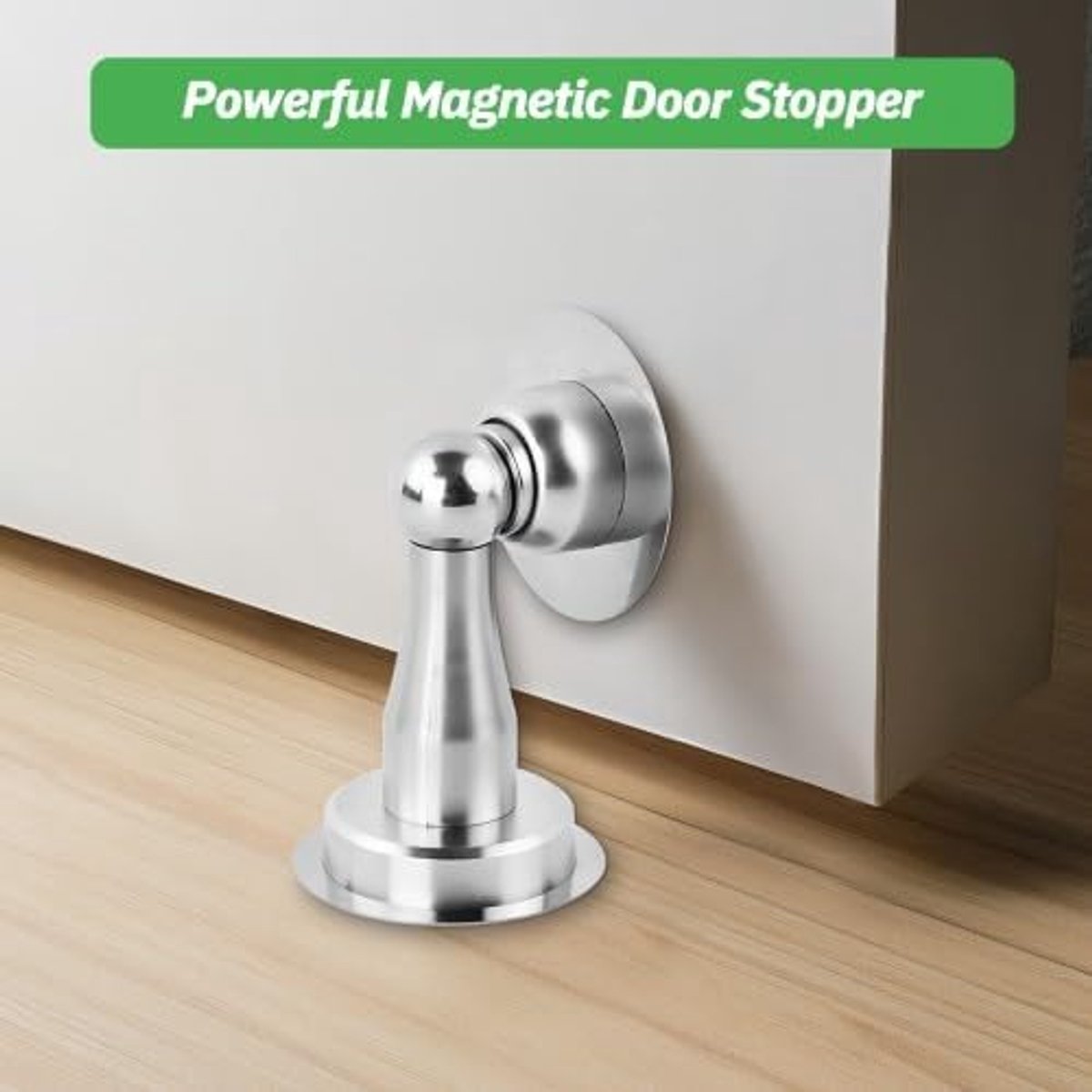 3 Stainless Steel Magnetic Door Stops Self-Adhesive with Strong Magnet, No Drilling Installation for Floor or Wall - ShopVlot