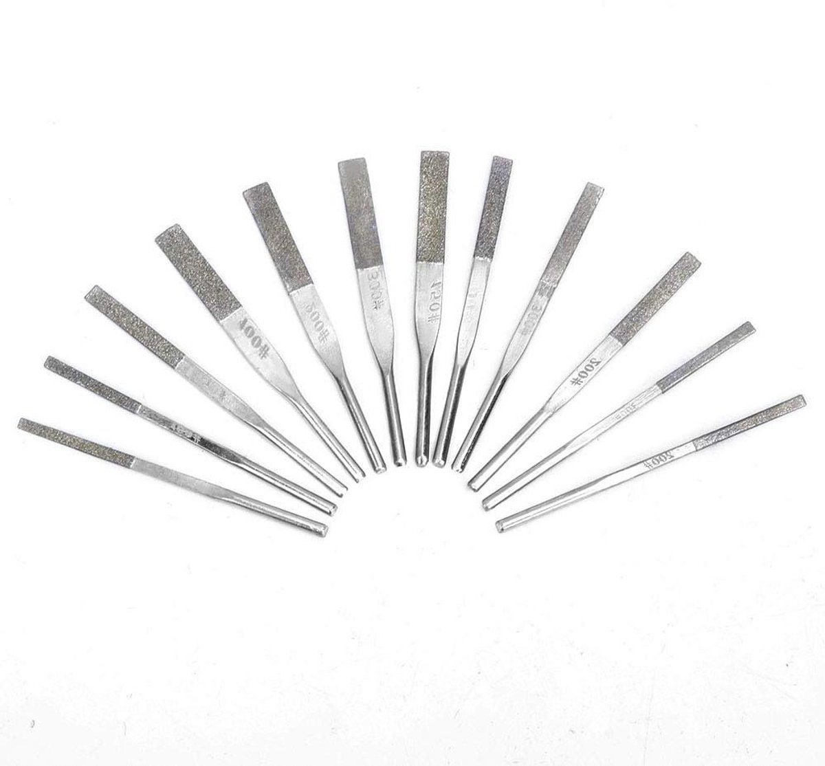 Diamantvijlen Set - Metaalvijlen Slijpen - Precisie Bewerking - Duurzame Legering Coating - 3 Mm Schacht - Zilver