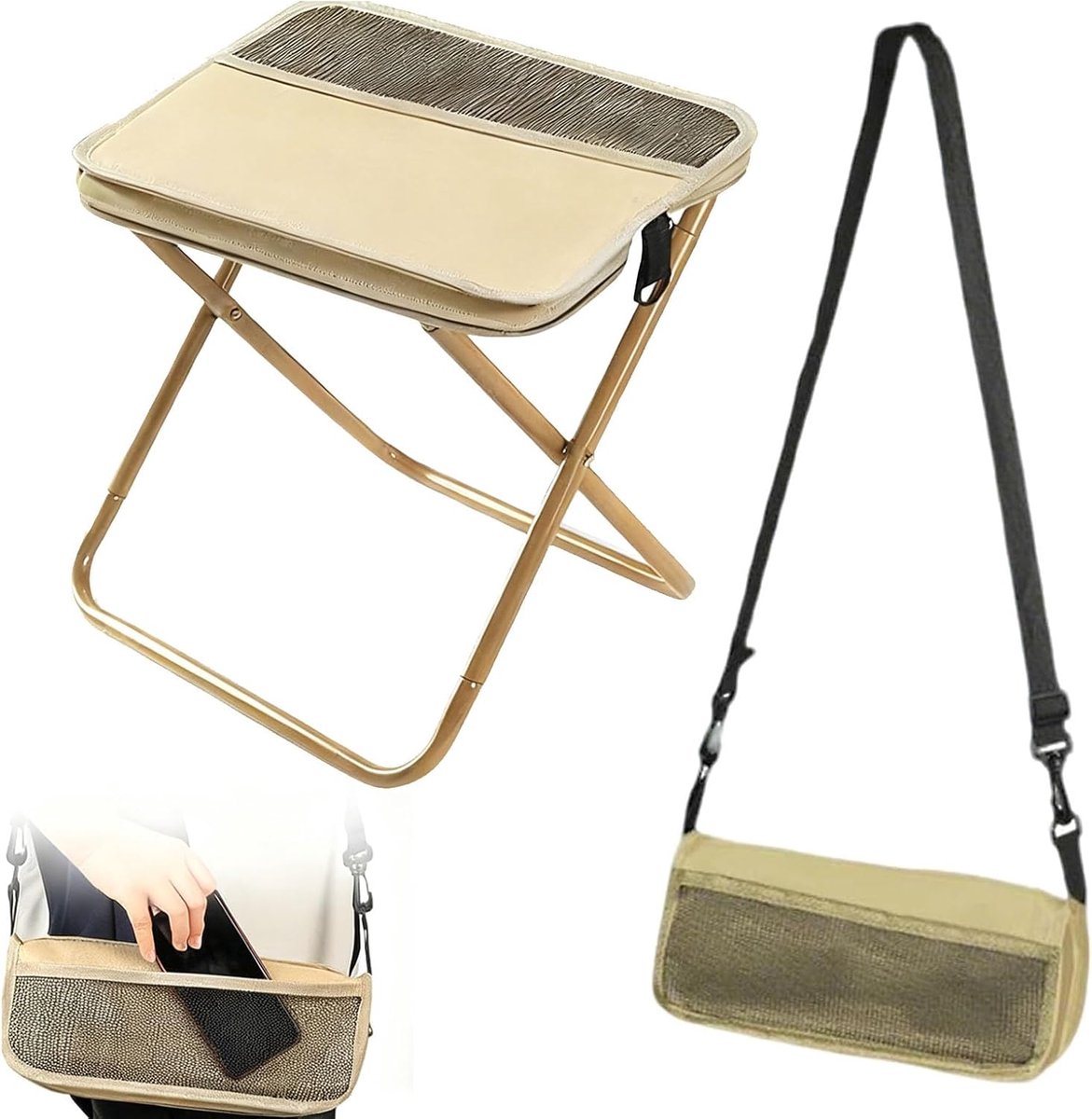 SnelShoppen - Opvouwbare Stoel met Tas, Lichtgewicht Campingstoel, Vouwbaar 120 kg Draagvermogen, Outdoor Zitplaats Oxford Stof voor Reizen, Vissen, P