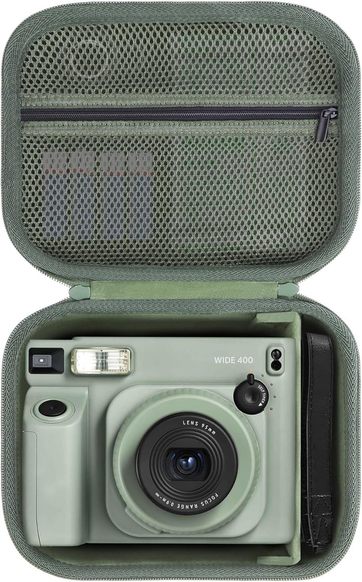 SnelShoppen - Hard Case Camera Tas voor Fujifilm Wide 400/300, Army Groen, Perfecte Bescherming, Stevig Materiaal, Compact Ontwerp voor Fotografie, Re
