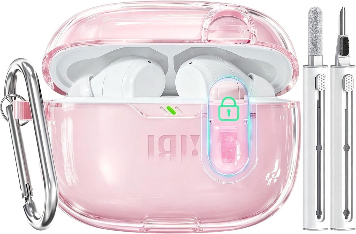 Beschermhoes Oordopjes - Hoesje Transparant - Oordopjes Beschermen - Met Veiligheidsslot - N.v.t. - Helder Roze