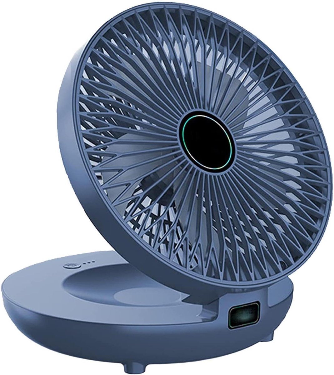 Wandventilator - Mini ventilator - Luchtcirculatie - Opvouwbaar en draagbaar - 20.5W x 9.4H cm - Blauw