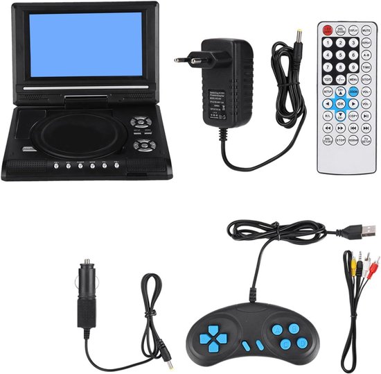 Draagbare DVD Speler - Mini HD Player - Films Kijken - 270 Graden Draaibaar - 7 Inch Scherm - Zwart — afbeelding 5