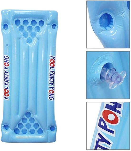 Opblaasbare Bierpong Tafel - Luchtmatras Bierpong - Feestje in zwembad - Multifunctioneel drijvend - 145 x 60 cm - Blauw — afbeelding 5