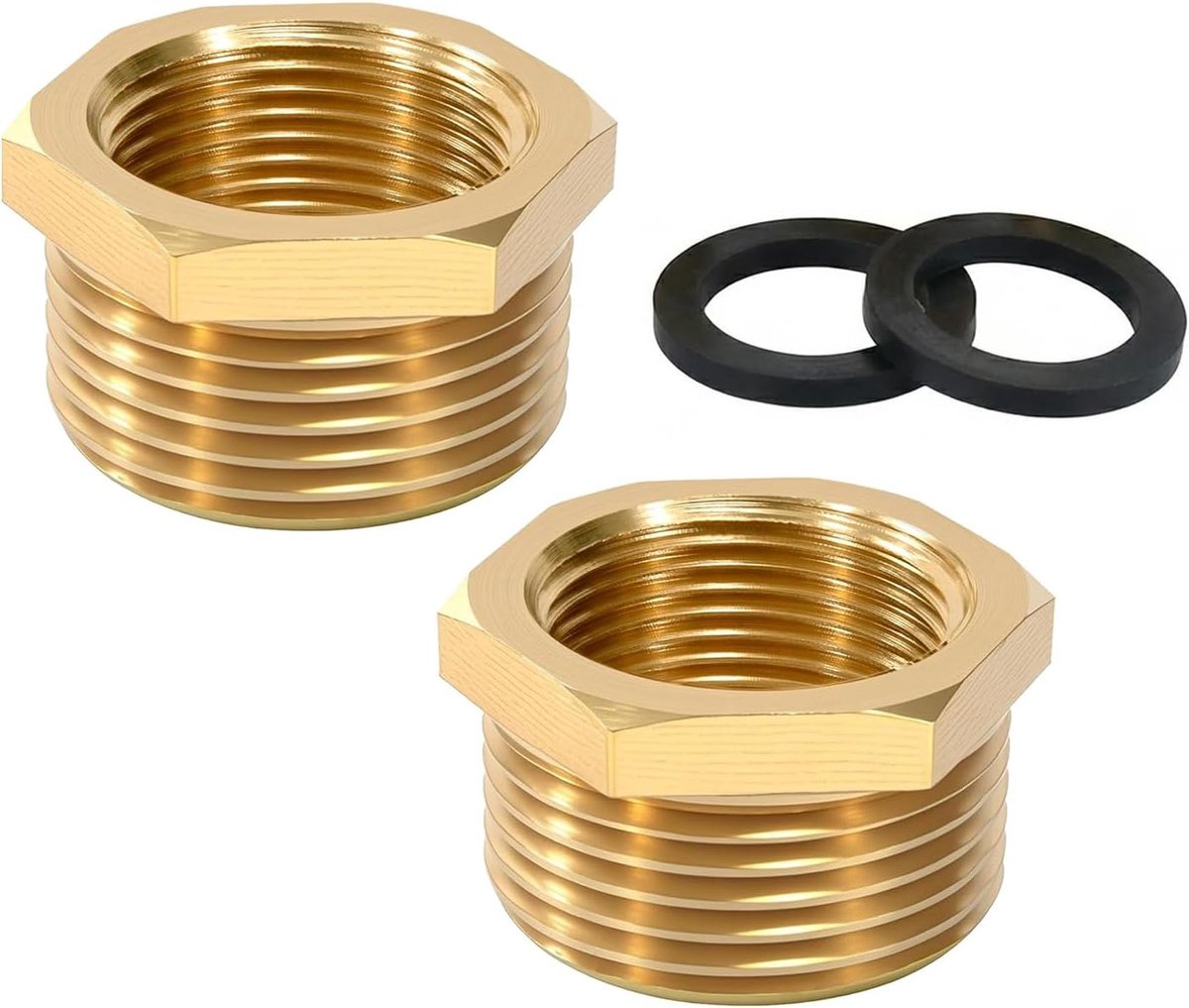 Messing verloopstuk 1/2 naar 3/8 inch - 2 stuks - adapter met lederen band - ideaal voor waterleidingen - ShopVlot