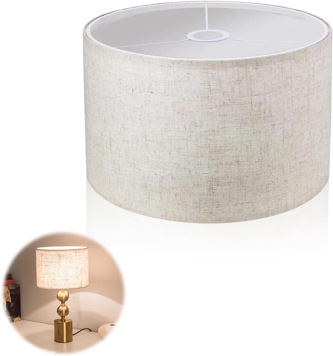 SnelShoppen - Lampshade 30x30x20cm Stof E14 E27 Fittingen Linnen Beige Vervangende Lampshade voor Hanglamp Tafel lamp Bedlamp Vloerlamp