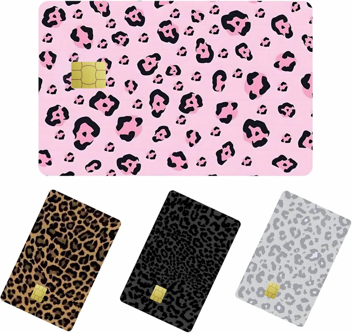 SnelShoppen - Card Stickers Voor Creditcards 4 Stuks Luipaardprint Debitkaarten Beschermhoesjes Afneembaar Waterdicht PVC Set Voor Reizen En Sleutels