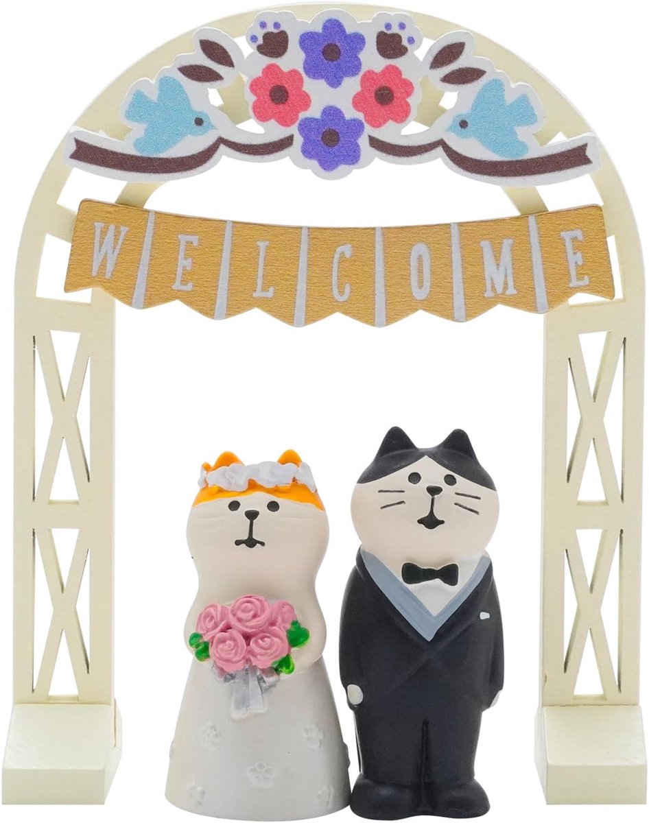 Shiba Inu figuren set - bruid en groom - decoratie met Sakura boog - geschikt voor cakeversiering - ShopVlot
