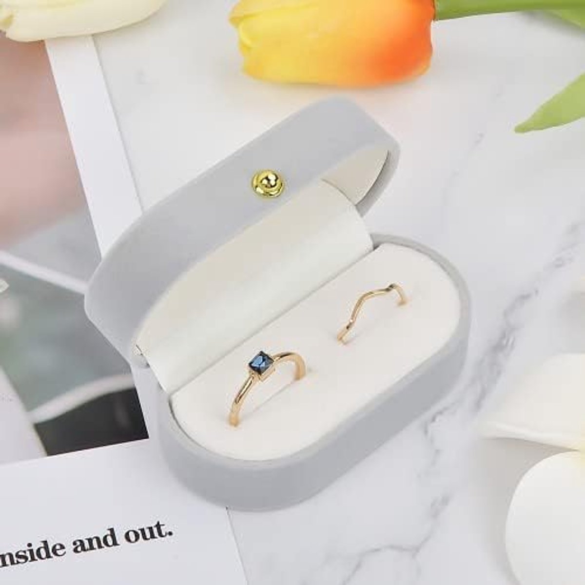 SnelShoppen - Luxe Ringenbox van Velvet - Hoogwaardige Sieraden Case voor Ringen, Oorbellen en Engagement - Perfect voor Valentijnsdag en Trouwerij