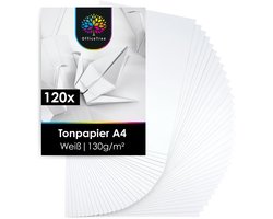 OfficeTree Knutselpapier A4 Wit - 130 g/m² - Gekleurd Papier voor Tekenen, Collages en,Scrapbooking en DIY - Geschikt voor Printer - 120 Vellen