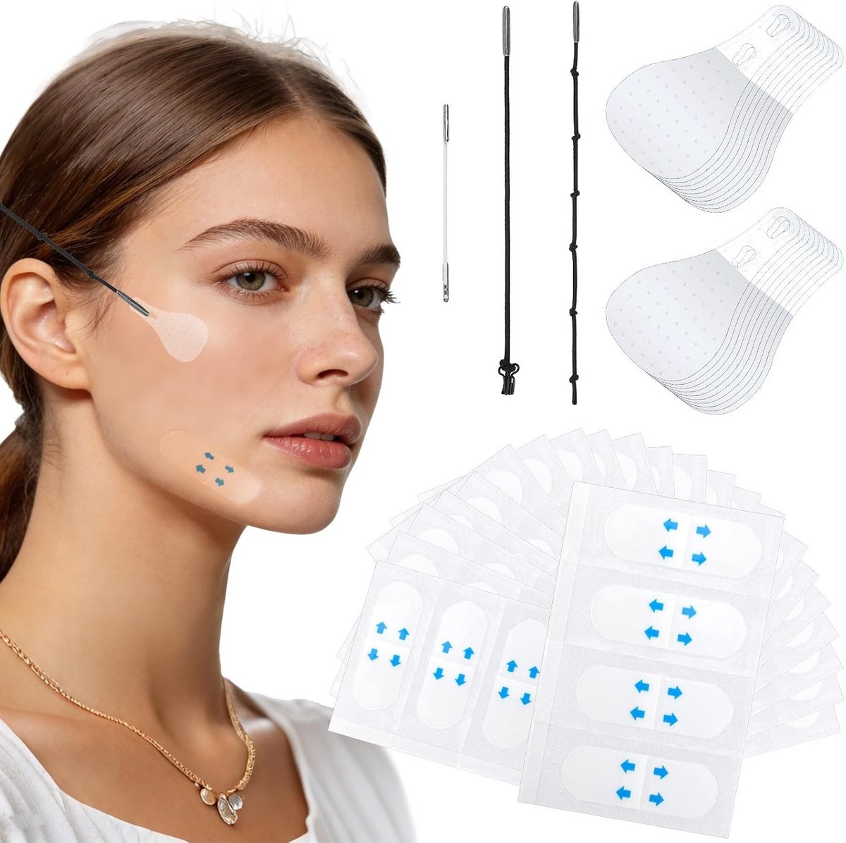 156 stuks onzichtbare facelifting tape set voor gezicht, rimpelvrije make-up en V-hals lifting patches