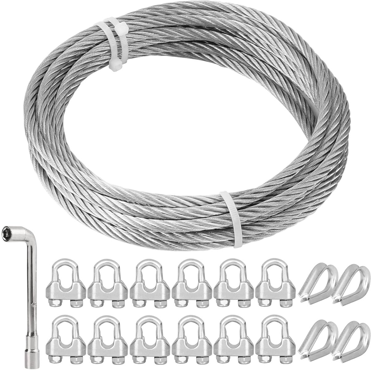 TooTaci Stainless Steel Wire Rope Aircraft Cable 10ft/6mm with M6 Turnbuckle kit for Garden Outdoor Cable Railing.. - ShopVlot