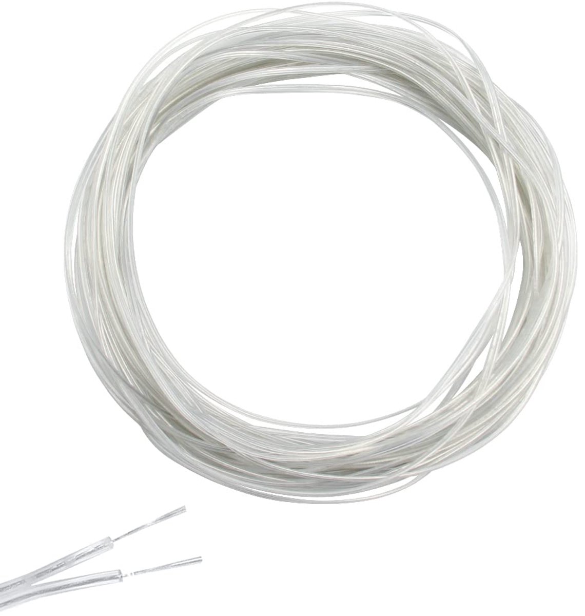 Elektrische kabel 15 meter 28AWG - Transparant PVC - 2-draads koper - Voor LED en wandverlichting - ShopVlot