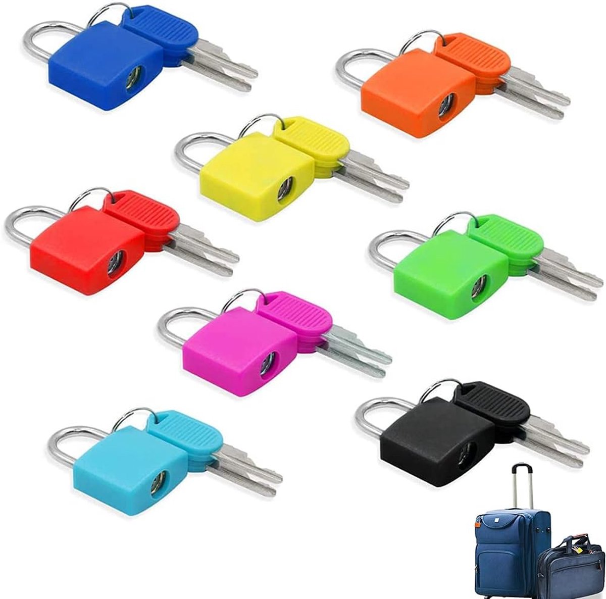 Mini Padlock, 8pcs Small Padlocks, Suitcase Lock, Padlock, Plastic Suitcase, Padlock, Mini Luggage Lock for Suitcases - ShopVlot