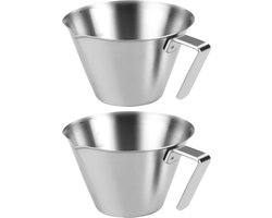 Omgoods - 2 Stuks RVS Espresso Meetbekers met Handvat en Schenkopening