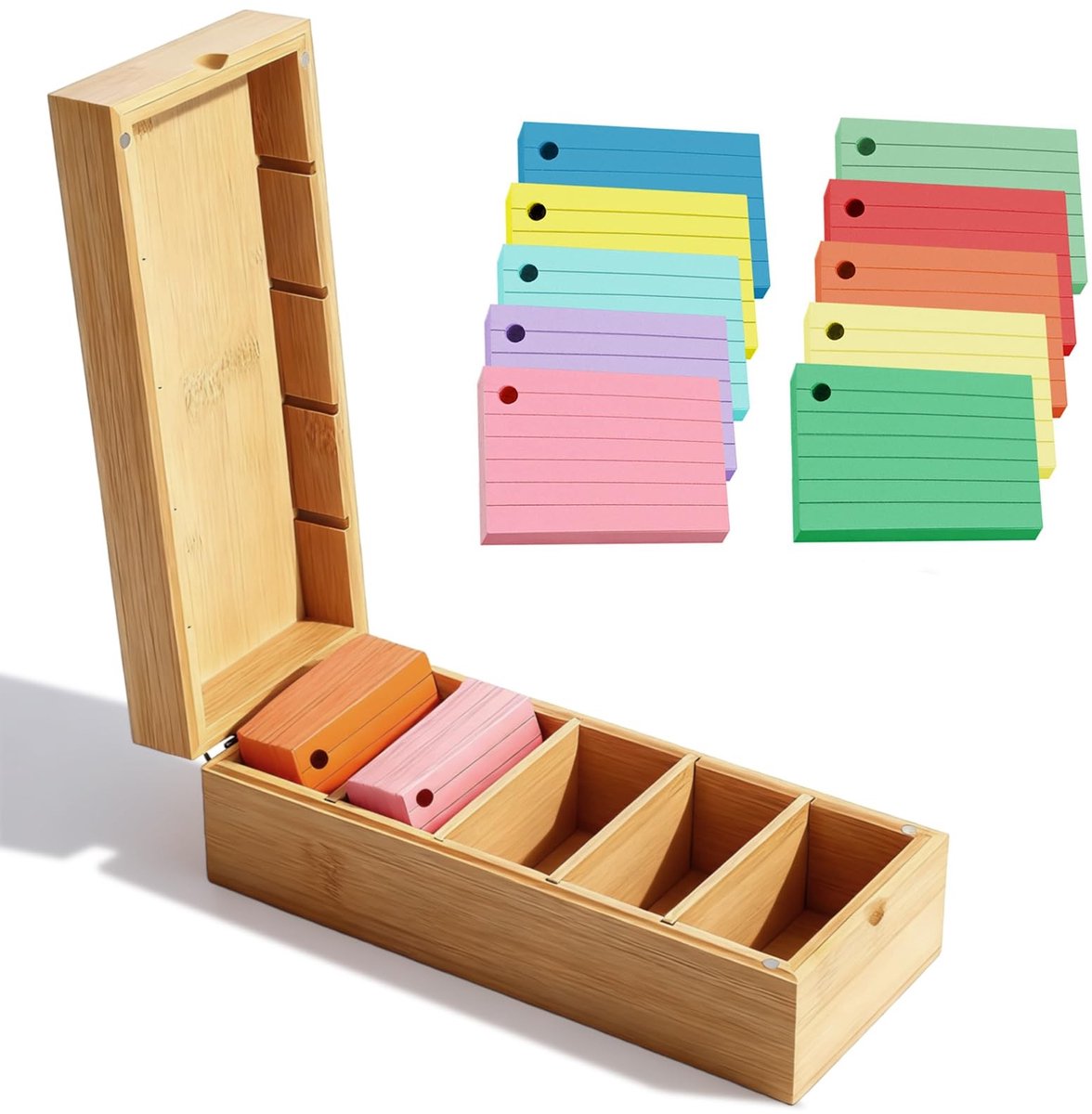 Omgoods - Houten A8 Kaartendoos met 500 Zelfklevende Notities