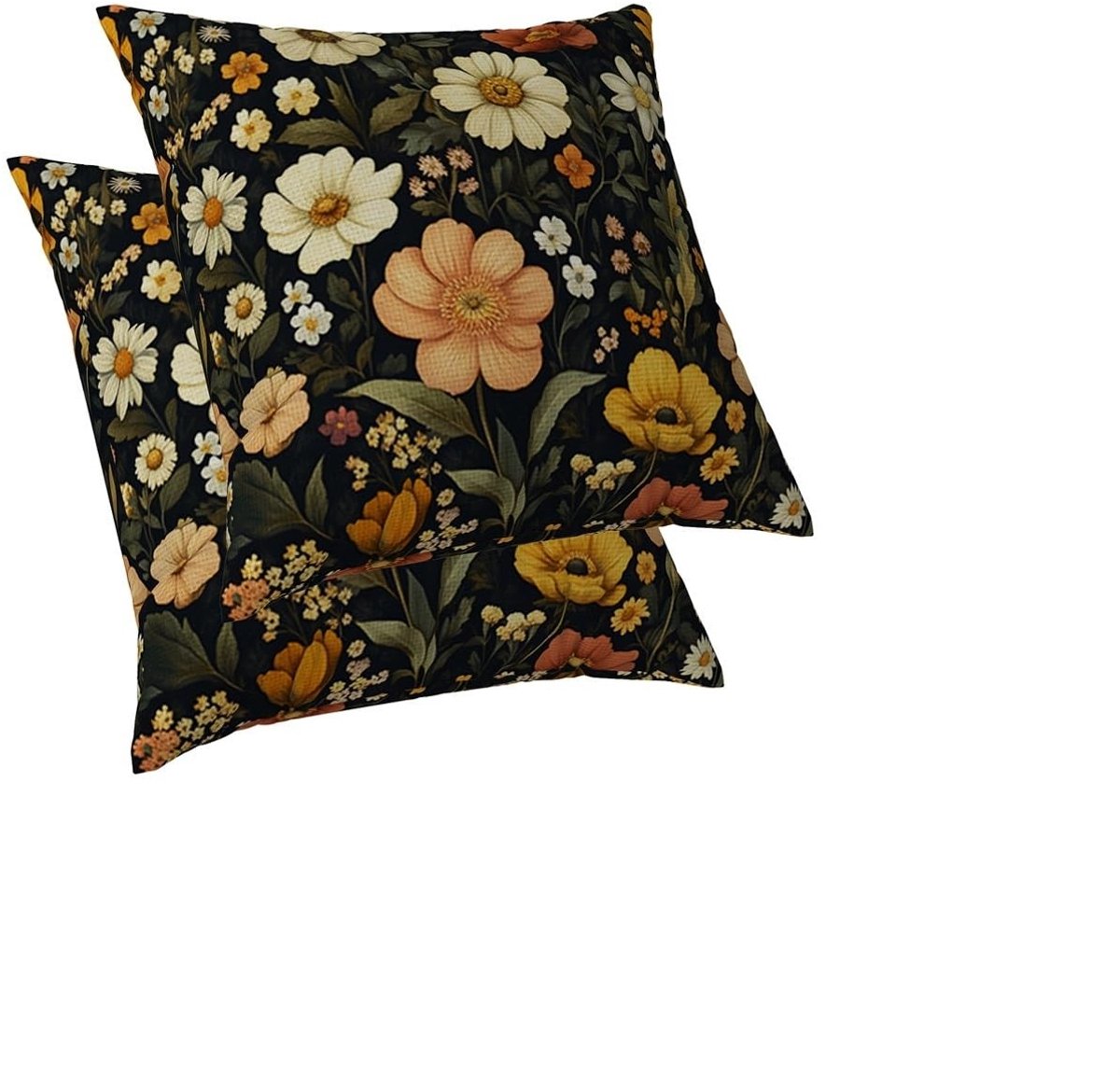Omgoods - Vintage Bloem Motief Kussenhoezen 40 x 40 cm Set van 2