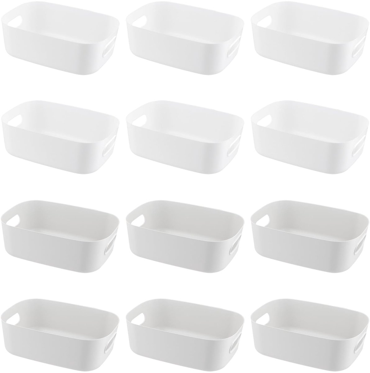 Omgoods - 12 Stuks Plastic Opbergmanden met Handvatten - Organizers voor Keuken, Badkamer en Kantoor