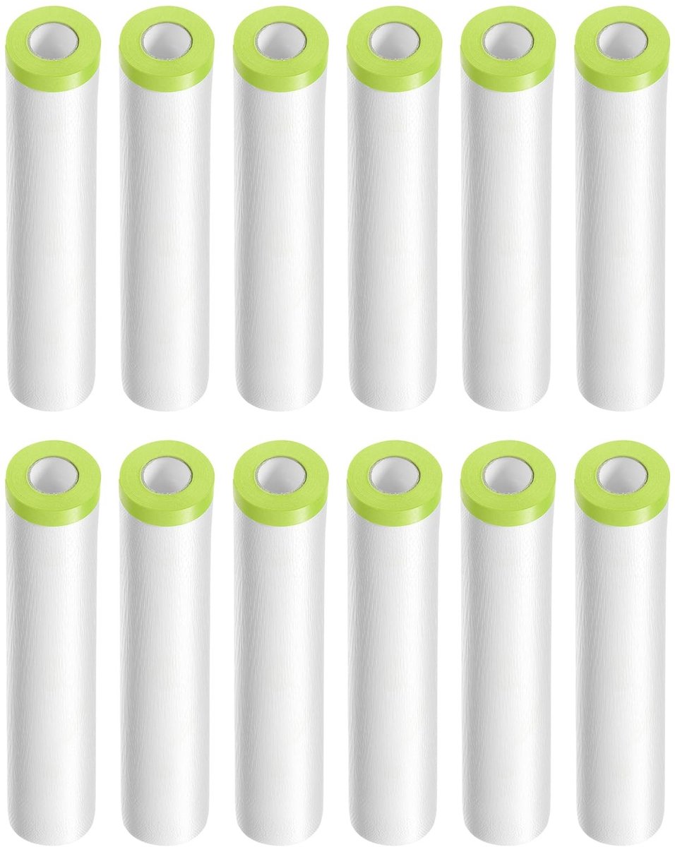Omgoods - 12 Rollen Voorklevende Afdekfolie voor Schilders 24,5 x 65,6 Ft
