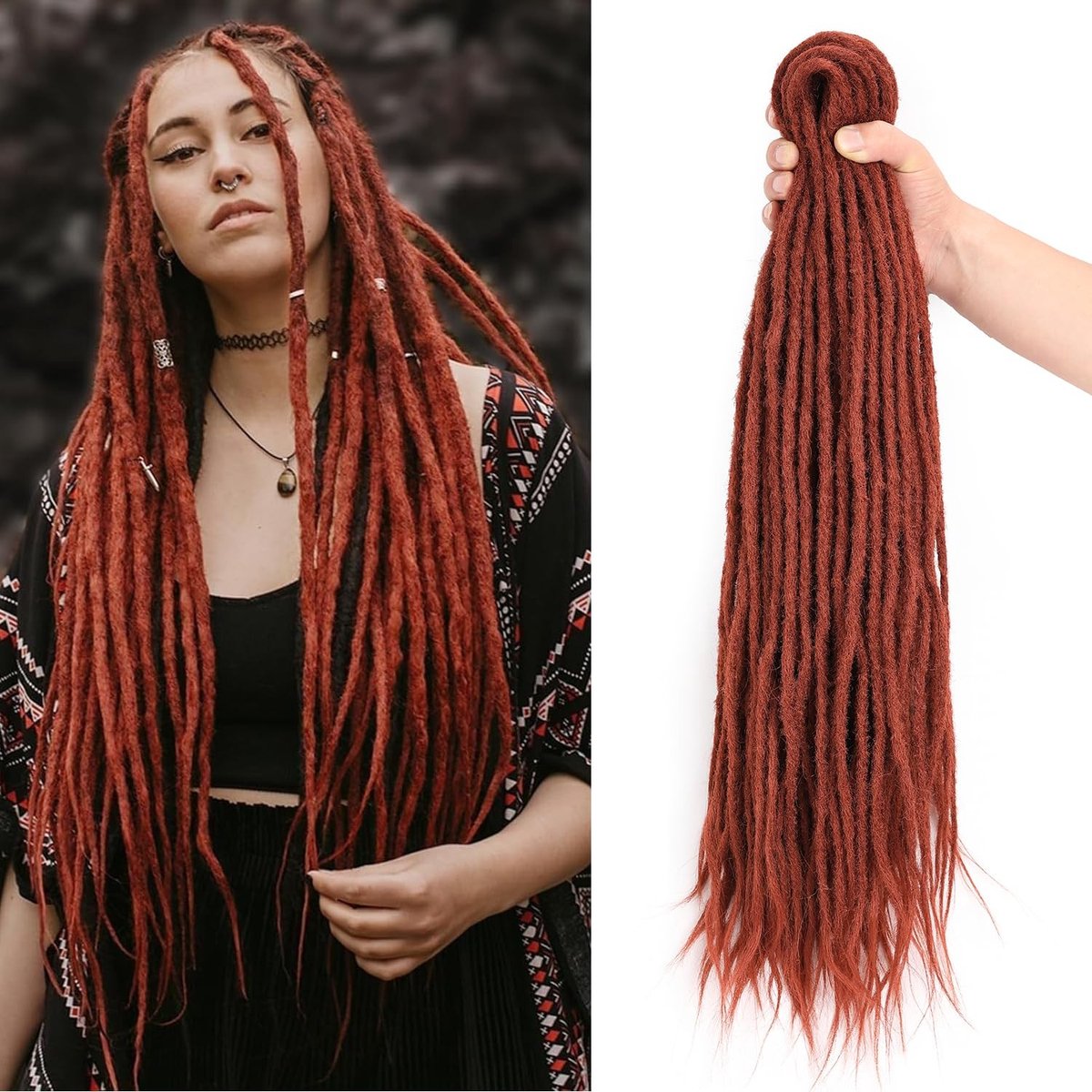 Omgoods - Handgemaakte Dreadlock Extensions van Synthetisch Materiaal, 61cm