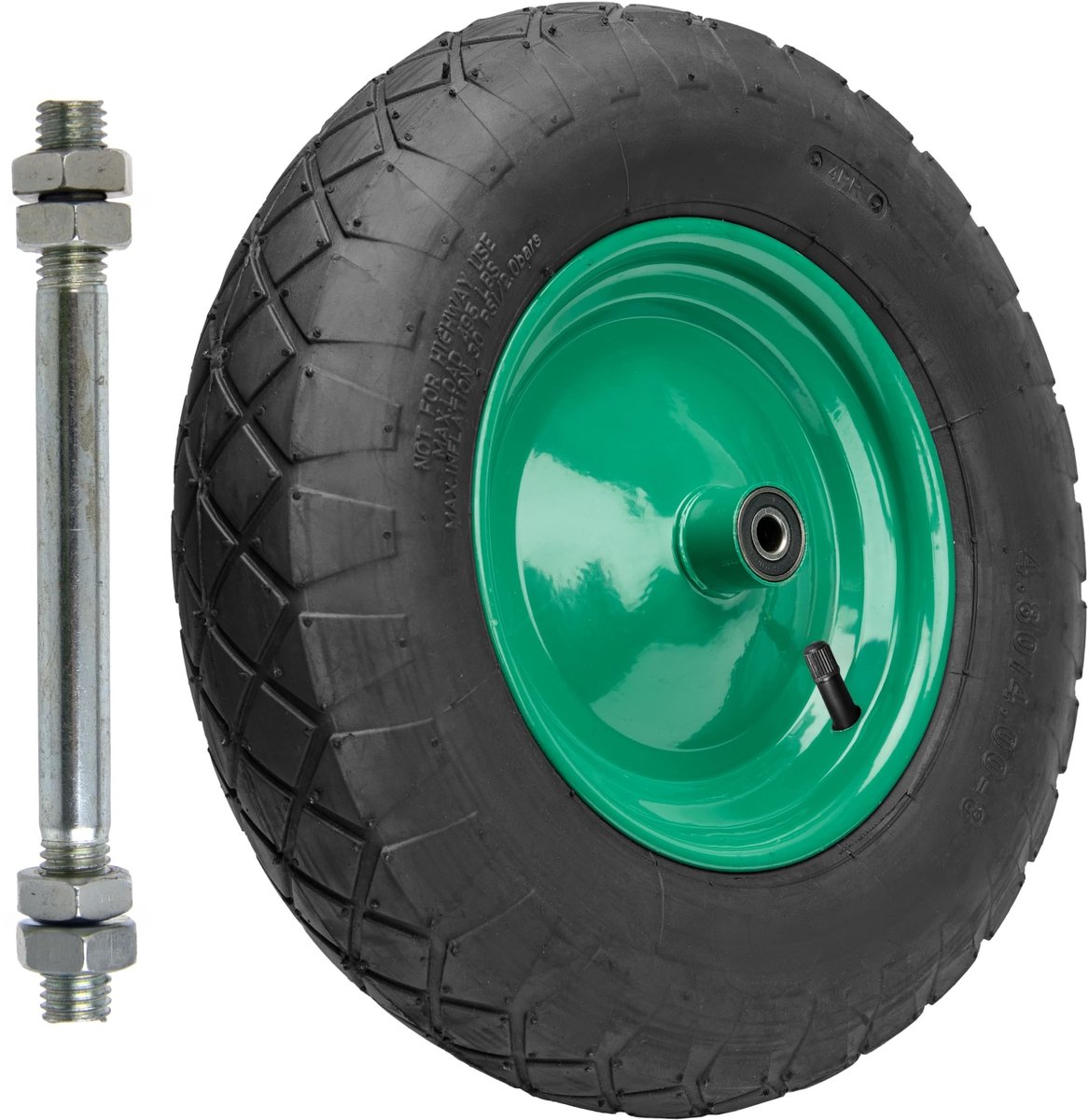 Omgoods - Vervangwiel voor Kruiwagen 4.80/4.00-8 - Tot 220 kg met Stalen Velg