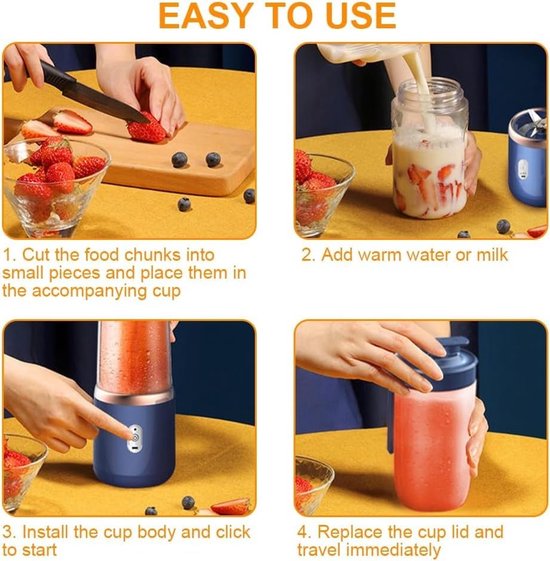Omgoods - Draagbare Blender met Oplaadbare Lithiumbatterij en Capaciteit van 500 ml — afbeelding 4