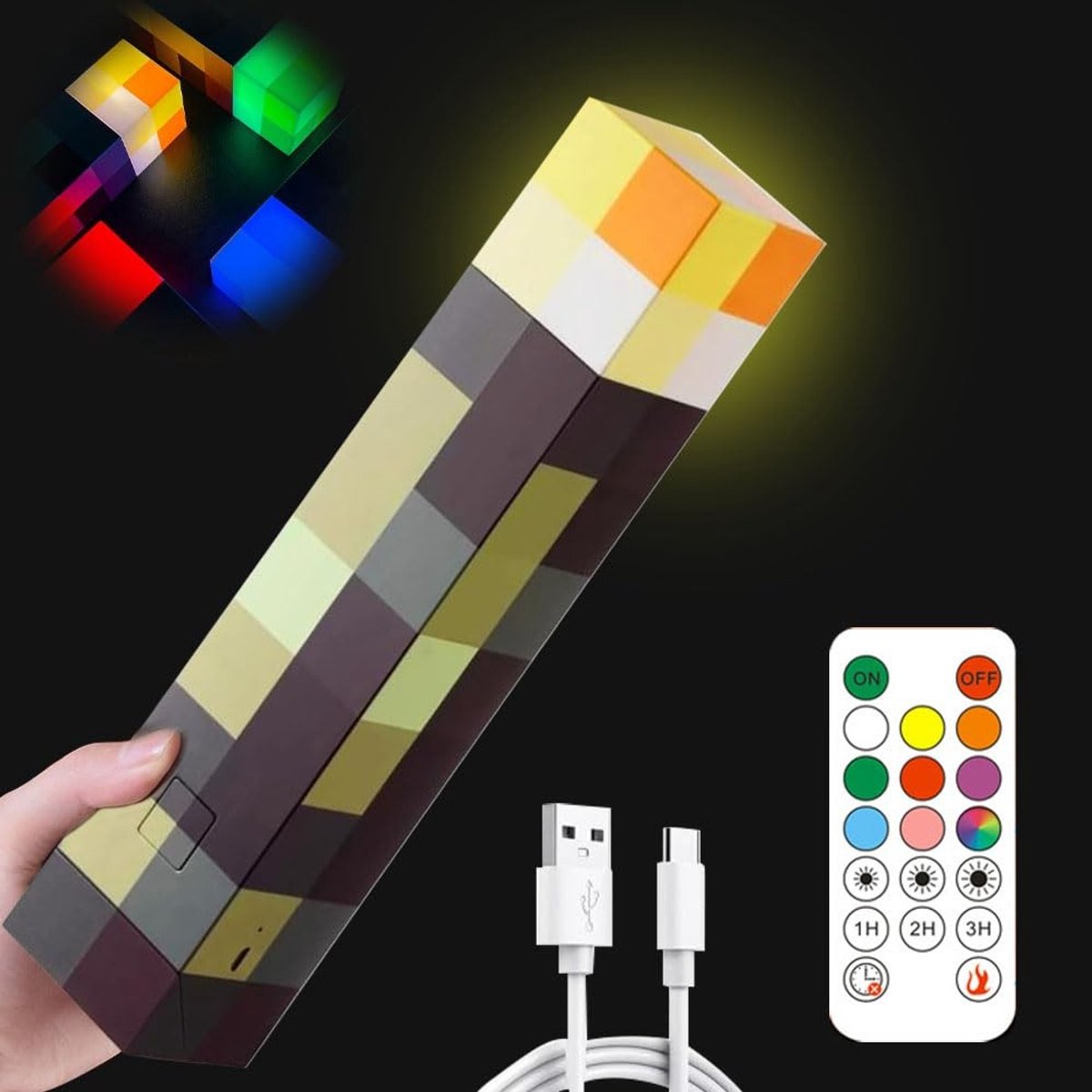 Omgoods - Torch Shape Wandlamp met 8 Kleuren en 3 Helderheidsniveaus voor Cosplay en Geschenken