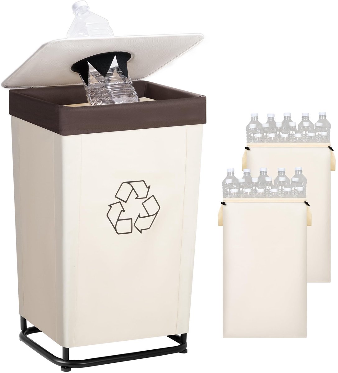 Omgoods - Grote Recycling Bak 110L met Deksel en Herbruikbare Tassen