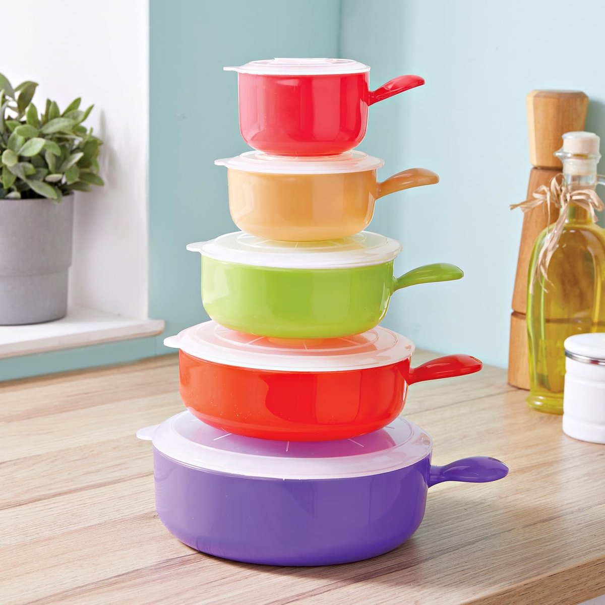 Omgoods - Set van 5 Vaatwasbestendige Magnetroncontainers